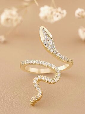 Gold Rhinestone Snake Ring